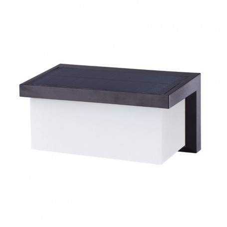 Lampo FSENAPRTBN Applique con pannello solare e sensore PIR, 4W, IP54, Nero, 12 ore autonomia, 550 Lumen, Luce Naturale