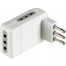 Bticino S3605DE Adattatore Salvaspazio Triplo, 3 Prese 10A, Spina 10A, Bianco, IMQ, CEI 23-50