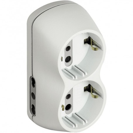 Bticino S3614D Adattatore B4 2 Prese Bipasso 10/16A e 2 Tedesche, Spina 16A, Bianco, CEI 23-50