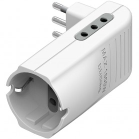 Bticino S3615DE Adattatore Salvaspazio Triplo 2 Prese 10A e 1 Tedesca, Spina 10A, Bianco, CEI 23-50