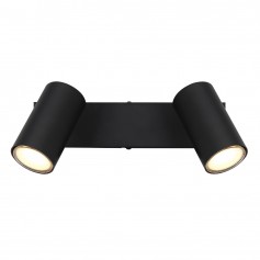 Globo Robby 57911-2B Barra 2 Spot orientabili, 2 GU10, Nero, Particolare cromo, Struttura in metallo, Moderno