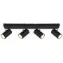 Globo Robby 57911-4B Barra 4 Spot orientabili, 4 GU10, Nero, Particolare cromo, Struttura in metallo, Moderno