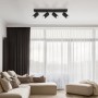 Globo Robby 57911-4B Barra 4 Spot orientabili, 4 GU10, Nero, Particolare cromo, Struttura in metallo, Moderno
