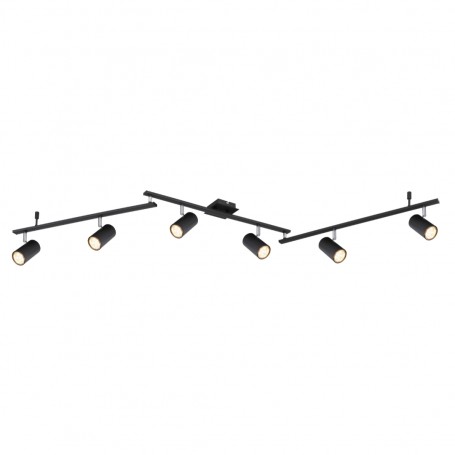 Globo Robby 57910-6B Barra 6 Spot orientabili, 6 GU10, Nero, Particolare cromo, Struttura in metallo, Moderno