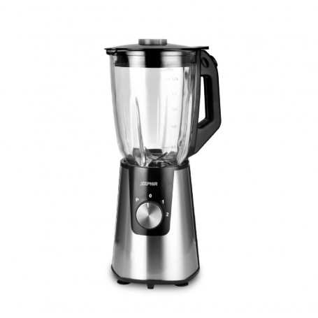Zephir ZHC488 Frullatore Acciaio con caraffa in vetro 1.5L, 600W, 4 Lame in acciaio Inox, 2 Velocità + Pulse