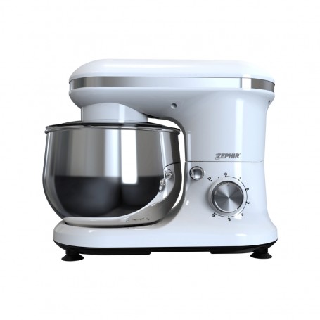 Impastatrice professionale con ciotola Inox da 5,2 litri Zephir ZHC120DX, 1200W, 6 Velocità, 3 ganci