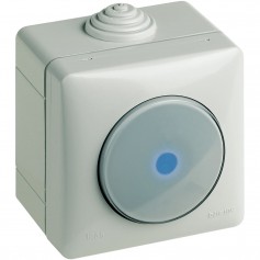Bticino 26005 Pulsante assiale da parete, 10A, IP55, Illuminabile, 2 Moduli, Grigio, Per esterni e interni