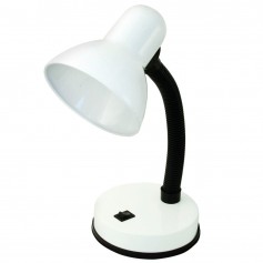MED 407-B Lampada da scrivania orientabile, 1 E27, Bianca, Diffusore e base in metallo, Interruttore su base