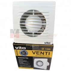Aspiratore 100 mm Vito 8005100, Installazione a parete o soffitto, Motore 12W, Bianco, IPX4, Potente e silenzioso