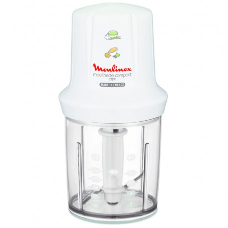 Moulinex Moulinette DJ3001 Tritatutto elettrico, Lame Acciaio Inox, 270W, 250 ml, MADE IN FRANCE, Bianco
