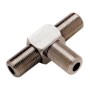 Melchioni 492515925 Adattatore F Tripla femmina SAT, Corpo in ottone nichelato, Isolamento in delrin