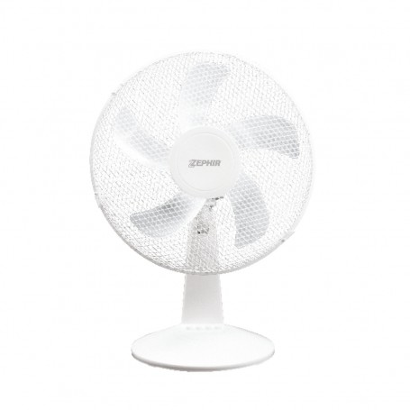 Zephir PBI405 Ventilatore da tavolo, 5 Pale, Diametro 40 cm, 45W, 3 Velocità, Oscillazione laterale, Inclinabile, Bianco