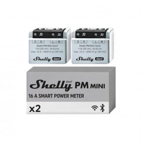 Shelly PM Mini Gen3 misuratore smart Wi-Fi di consumi, 16A, Archiviazione cloud consumi, Confezione 2 pezzi