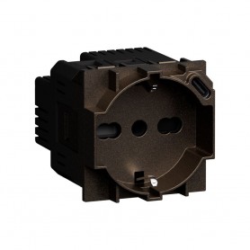 Bticino Living Now KB4140A16USB Presa Tedesca Bipasso con USB Tipo C, Bronze, 10-16A, 2P+T, Alveoli schermati, 2 Moduli, 250V AC