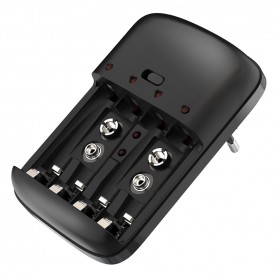 Caricabatterie per batterie ricaricabili Stilo AA, Ministilo AAA e 9V Melchioni 491929270, Indicatore LED di carica
