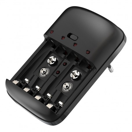 Caricabatterie per batterie ricaricabili Stilo AA, Ministilo AAA e 9V Melchioni 491929270, Indicatore LED di carica