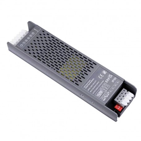 MKC 530137073 Trasformatore 12/24V 150W con selezione automatica, Slim, Realizzato in Acciaio, Morsetti a molla