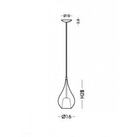 Sospensione Cangini e Tucci Zoe 1303.1L in vetro Liscio Ambra, 1 G9, Diametro 16 cm, Cavo lungo 150 cm, MADE IN ITALY