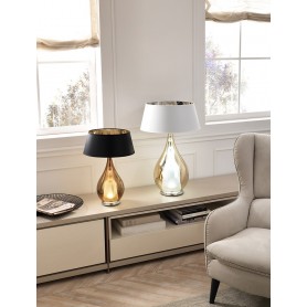 Cangini e Tucci Zoe LU1303 Lampada da tavolo con vetro di murano Ambra e paralume, 1 E14, Diametro 16 cm, MADE IN ITALY