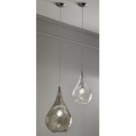 Cangini e Tucci Lacrima RGIG1253.1L Sospensione con vetro di murano Rigadin Ambra, 1 E27, Diametro 26 cm, MADE IN ITALY