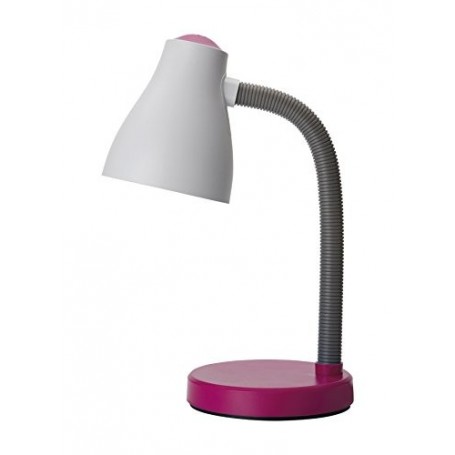 Lampada da scrivania bianca e lilla ideale per camera di bambini e ragazzi Perenz 6036R, Plastica resistente, 1 E27, IP20