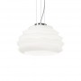 Sospensione Ideal Lux Karma Small con diffusore in vetro bianco soffiato, 1 E27, Struttura in metallo, Diametro 39 cm, Moderna