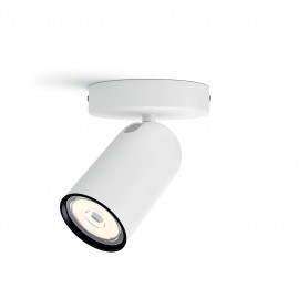 Philips Pongee 5058131PN Spot Bianco Orientabile da parete e soffitto, 1 GU10, Struttura in metallo, IP20, Moderno