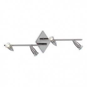 Faretti spot da parete o soffitto orientabili Ideal Lux Alfa PL4 Cromo satinato, 4 GU10, Struttura in metallo, Moderno