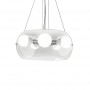 Sospensione Ideal Lux Audi-10 SP5, Diffusore in vetro soffiato trasparente, 5 E27, Struttura cromo lucido, Moderna e luminosa