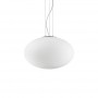 Sospensione Ideal Lux Candy SP1 D40 con vetro bianco soffiato e montatura in metallo cromo satinato, 1 E27, Diametro 40 cm