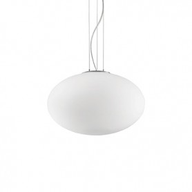 Plafoniera con vetro bianco soffiato e montatura in metallo, 1 luce E27, Ideal Lux Candy PL1 D40