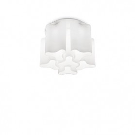 Plafoniera Ideal Lux Compo PL6 con diffusori in vetro bianco ondulato, 6 E27, Struttura in metallo bianco, Diametro 56 cm