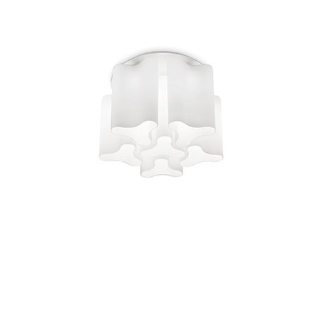 Plafoniera moderna a 6 luci E27 con vetri ondulati bianchi Ideal Lux Compo PL6 Bianca