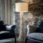 Piantana in legno naturale chiaro Ideal Lux Driftwood PT1 con paralume rivestito in tessuto, 1 E27, Altezza 1575 mm