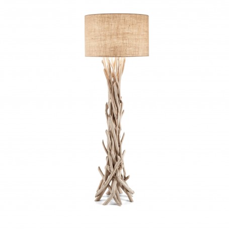 Piantana in legno naturale chiaro Ideal Lux Driftwood PT1 con paralume rivestito in tessuto, 1 E27, Altezza 1575 mm