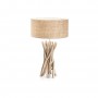 Lume da tavolo in legno naturale chiaro Ideal Lux Driftwood TL1 con paralume rivestito in tessuto, 1 E27, Altezza 520 mm