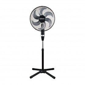 Ventilatore a piantana Nero con 6 pale Termozeta TZWZ01, 75W, 3 Velocità, Diametro 45 cm, Oscillante, Alto 125 cm, Base stabile