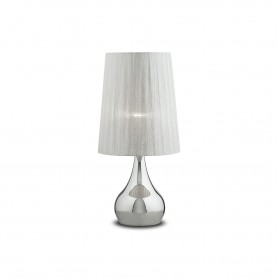 Lume da tavolo Ideal Lux Eternity TL1 Big con base cromata in metallo, 1 E27, Paralume plissettato, Altezza 610 mm