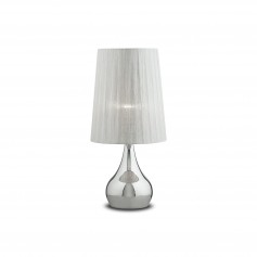 Lume da tavolo Ideal Lux Eternity TL1 Big con base cromata in metallo, 1 E27, Paralume plissettato, Altezza 610 mm