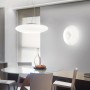 Sospensione Ideal Lux Glory SP3 D50 con diffusore in vetro soffiato, Bianca, 3 E27, Struttura in metallo nickel, Diametro 500 mm