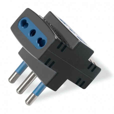 Adattatore triplo Salvaspazio Scame 144.450/N con 3 Prese bipasso 10-16A, Carico Massimo 1500W, Nero, MADE IN ITALY: Coppolav.it
