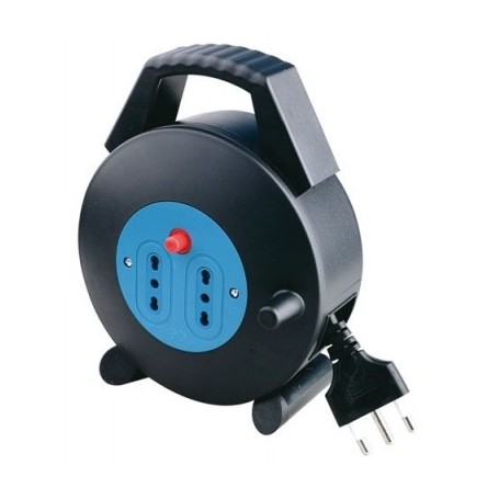 Prolunga Avvolgicavo 5 metri con 2 prese Bipasso 10/16A Melchioni 492518042, 3600W di carico massimo, Spina 16A: Coppolav.it