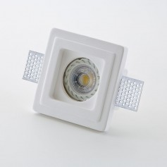 Isyluce 801 Faretto da incasso in gesso Quadrato, 1 GU10, Bianco, Staffe per cartongesso 9-18 mm