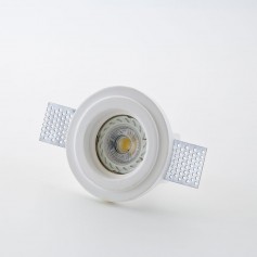Isyluce 802 Faretto da incasso in gesso Tondo, 1 GU10, Bianco, Staffe per cartongesso 9-18 mm