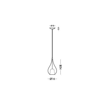 Cangini e Tucci Zoe 1303.1L Sospensione con vetro di murano Liscio Bronzo, 1 G9, Diametro 16 cm, MADE IN ITALY, Cavo 150 cm