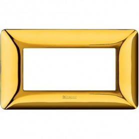 Placca Oro lucido 4 posti Bticino Matix AM4804GOR, 4 Moduli, Tecnopolimero, Serie Civili, MADE IN ITALY: Coppolav.it