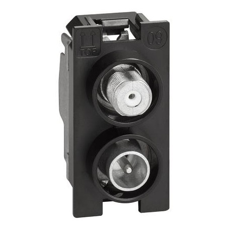 Presa TV Bticino Living Now K4214D, Senza Cover, Demiscelata, Doppio connettore per antenna e parabola, 1 Modulo, MADE IN ITALY