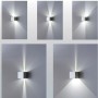 Isyluce 516-21 Applique Cubo da parete 16W, Bianco, Fascio regolabile, Luce calda, 2000 Lumen, IP54