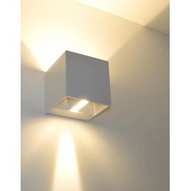 Isyluce 516-21 Applique Cubo da parete 16W, Bianco, Fascio regolabile, Luce calda, 2000 Lumen, IP54