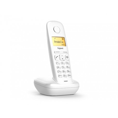 Gigaset A170 Bianco Telefono cordless con display illuminato e batteria a lunga durata, Rubrica a 50 contatti, MADE IN GERMANY